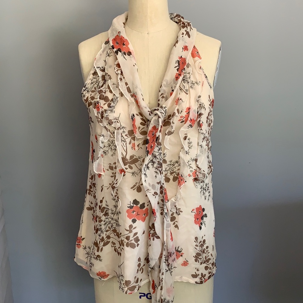 Tocca flower prints sleeveless silk blouse